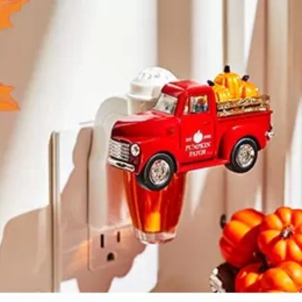 Bath & Body Works Red Truck Lantern with Pumpkins